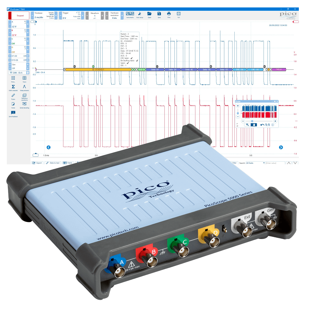 PicoScope 5000 Series FlexRes USB oscilloscope front view