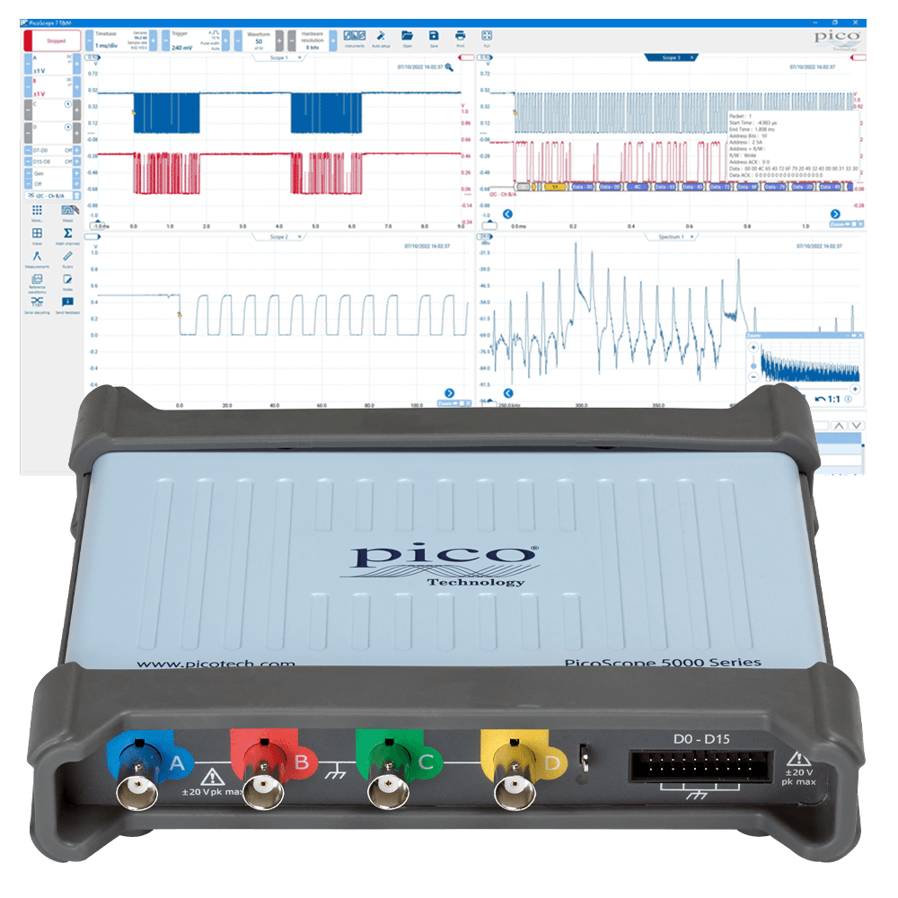 PicoScope 5000 Series high-resolution waveform analysis view