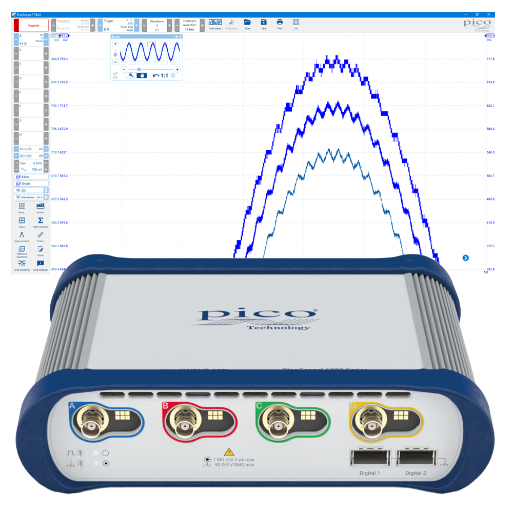 PicoScope 6000E Series four and eight channel oscilloscope configuration